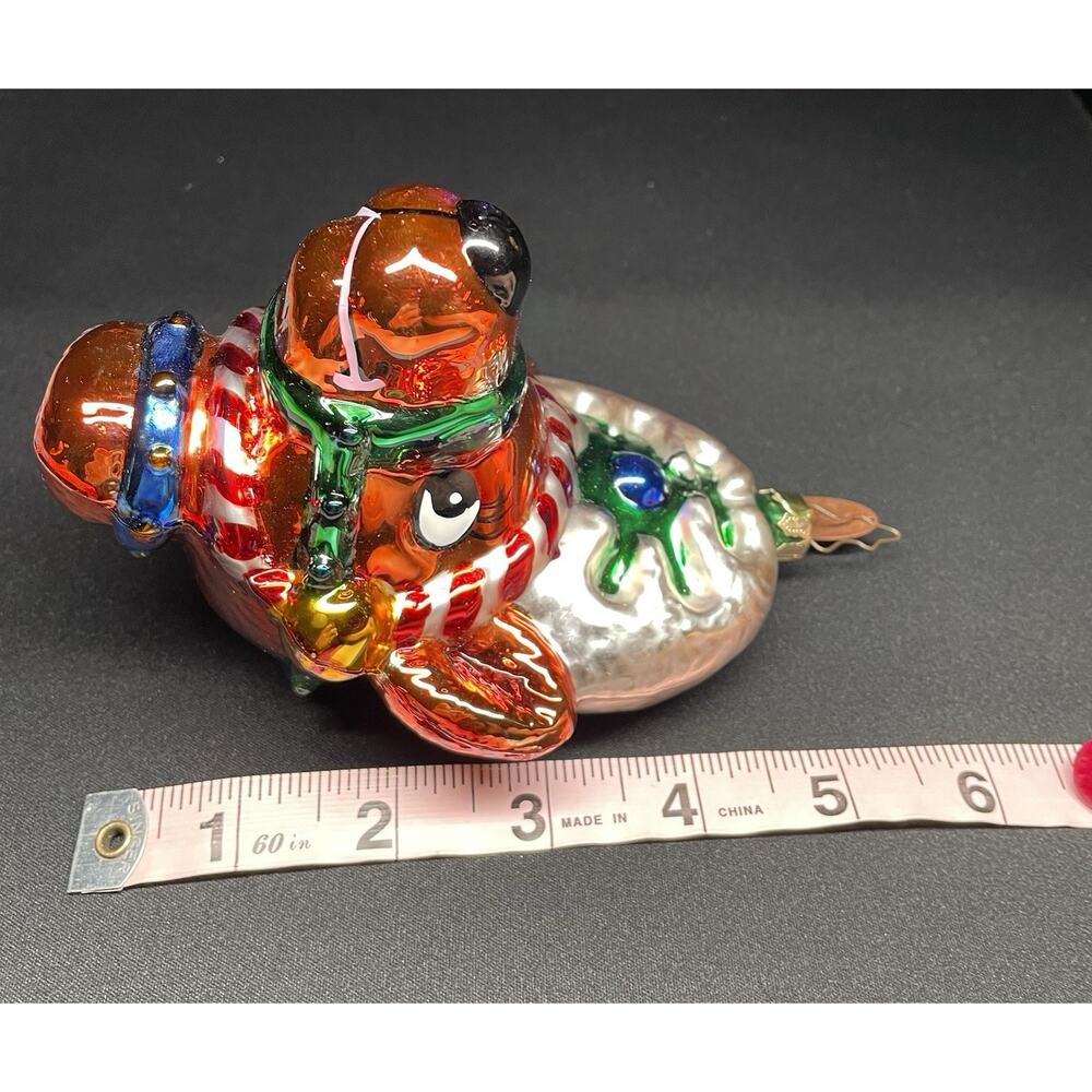 Vintage 2003 Mark Klaus Faces Full of Festive Joy Reindeer Blown Glass Ornament - Picture 6 of 6